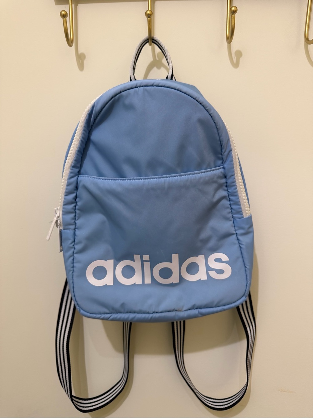 adidas linear Mini Backpack: light blue with White Logo